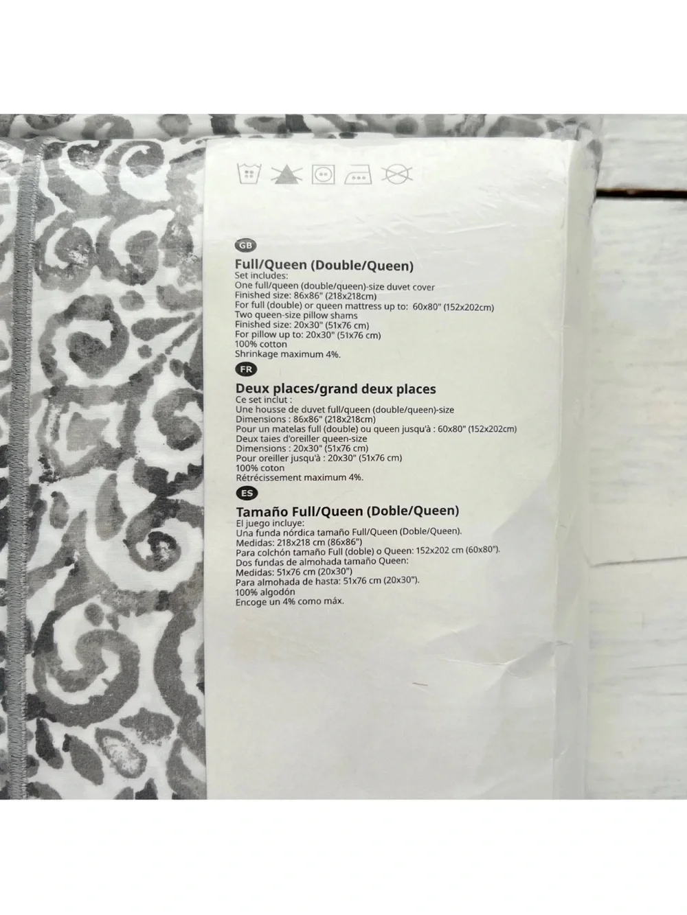 IKEA Black and White Floral Duvet Cover with Blush Accents